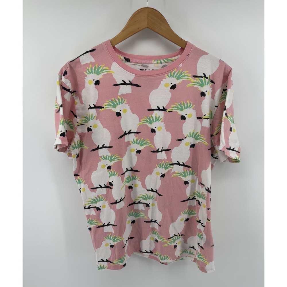 Knickerbocker Vintage Design Pink Parrot T-shirt Women's Sz L Preppy Resortwear